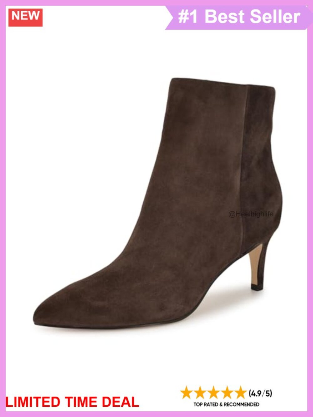 Nine West Suede Pointed Toe Stiletto Heel Ankle Bootie